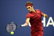Roger Federer during his match against Yoshihito Nishioka at the 2018 US Open